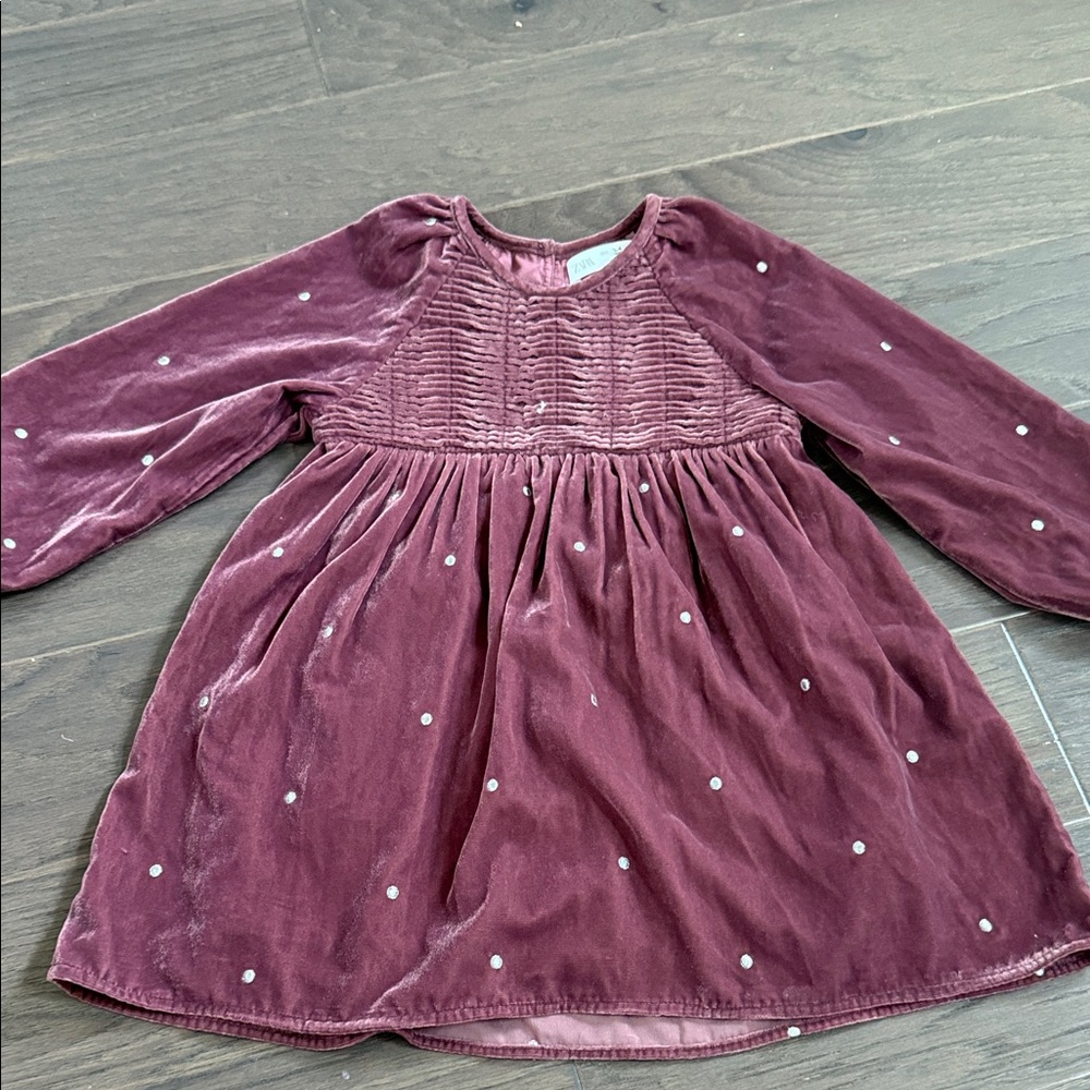 Zara Velvet Kids Dress in Deep Purple